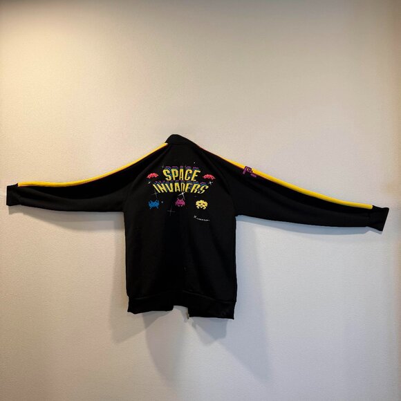 Space Invaders Retro Embroidered Jacket Black Yellow Trim - Size XL - Picture 4 of 4